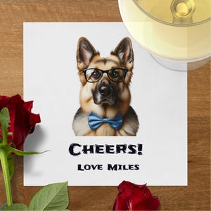 Gepersonaliseerde hond bruiloft cocktail servetten, aangepaste hond portret cocktail servetten, huisdier minnaar bruiloft servetten bewerkbare cocktail servetten