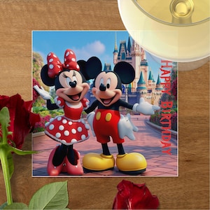 Disney Mickey and Minnie Mouse Birthday Napkin, Perfect for Party Decor and Celebrations image 1