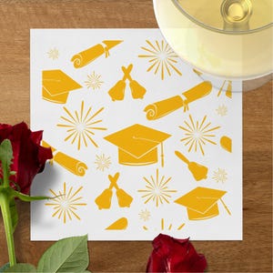 Graduation Celebration Napkins, Gold Graduation Party Decor, Graduation Party Tableware, Class of 2023 Napkins, Graduation Supplies