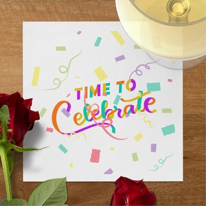 Tijd om te vieren Kleurrijke feestservetten, confetti-ontwerp, leuke feestartikelen, levendige servetten voor feesten, borrelservetten