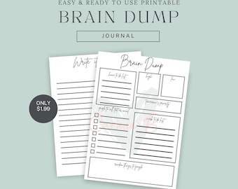 Brain Dump Journal List Thoughts ADHD Journal