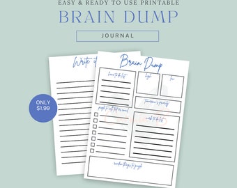 Brain Dump Journal List Thoughts ADHD Journal Blue