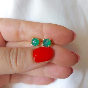 Green onyx earrings - 18kt gold filled earrings - natural authentic green onyx gemstone - gift for her
