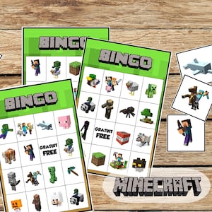 Kinder-Bingo-Spiel, Pixel-Craft-Gamer-Spielvideos / Mine-Craft-Kindergeburtstagsspiel-Bingo-Lotto-Aktivität / 20 Karten / DIGITALE DATEI