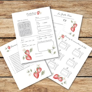 Games Predictions baby shower prediction, baby shower game, baby birth, strawberry flower, instant download, 11 pages pdf french