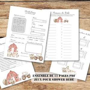 Games Predictions baby shower prediction, baby shower game, baby birth, farm animals, instant download, 11 pages pdf French