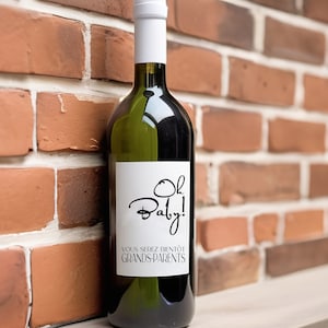 Bientôt grand-parents annonce futurs grands-parents, Étiquette autocollante bouteille de vin annonce spéciale enceinte bébé en route