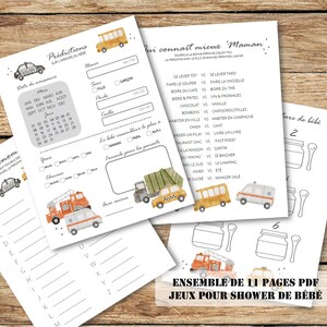 Games Predictions baby shower prediction, baby shower game, baby birth, car truck, instant download, 11 pages pdf French