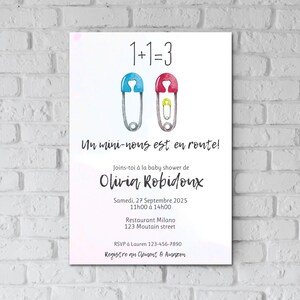 Baby shower invitation carte, shower de bébé invitation une petite merveille citron agrume minimalist, bébé à bord en route, français