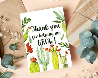 Printable Thank You Card for Daycare Teachers, Gift for Preschools, Kindergartens, Early Childhood Education, Instant Downloadable Fold