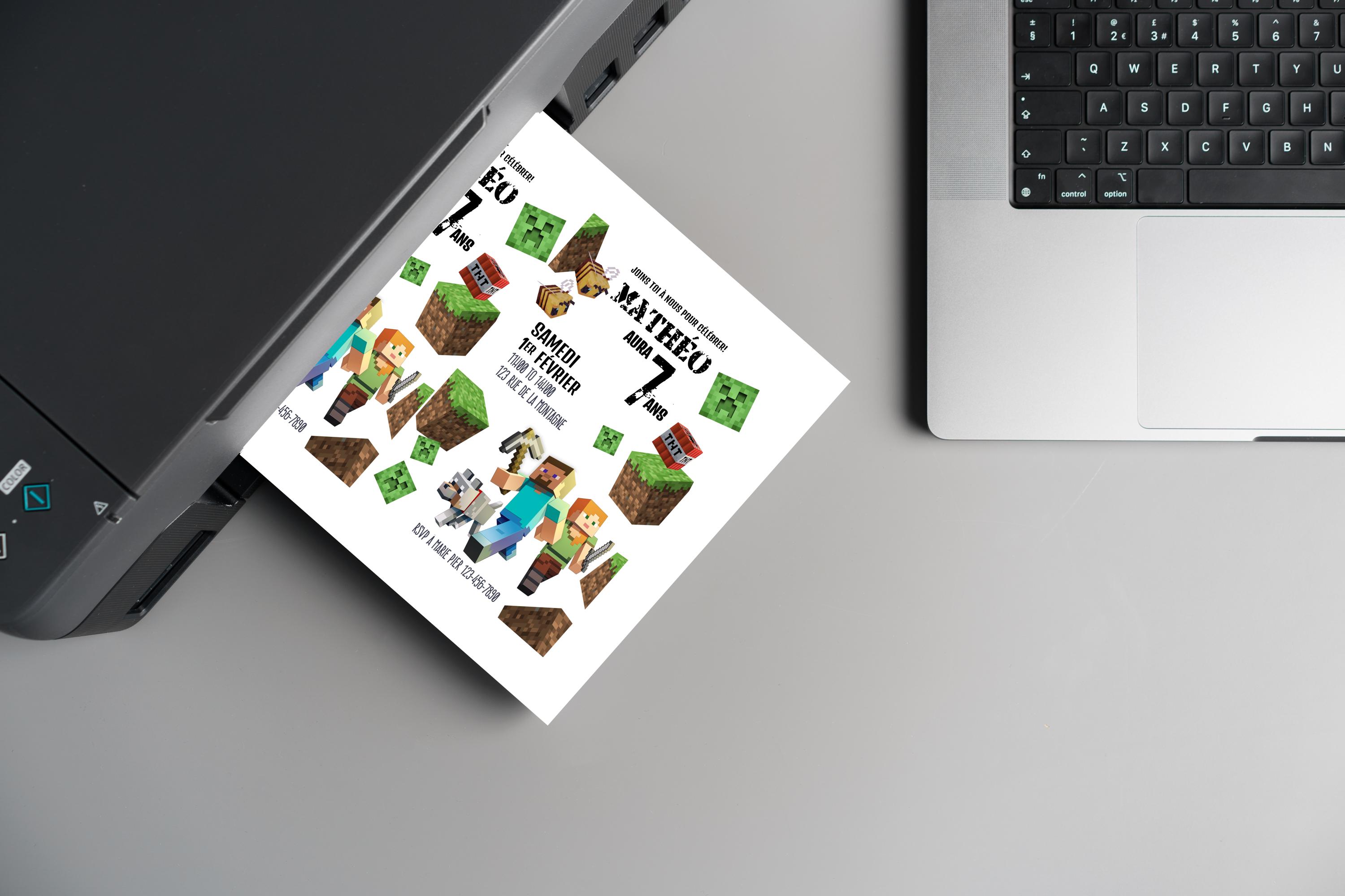 Corjl Editable Minecraft Invite – Instant Access (5x7)