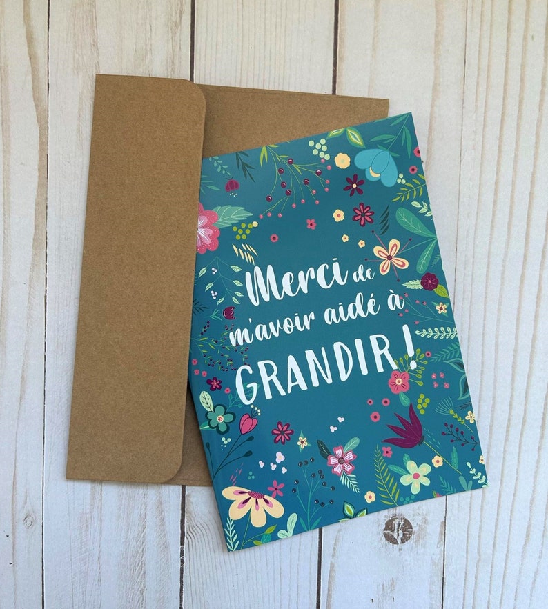 Carte cadeau professeur professeure éducatrice garderie, Carte de remerciement, cadeau fin d'année scolaire, présent, carte de voeux image 2