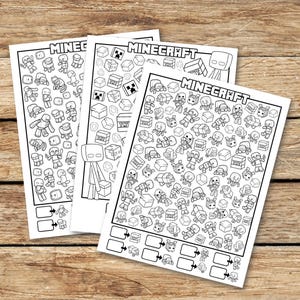 Attività di gioco "Io spio" per bambini, gioco di craft gamer minecrafter, cerca e trova gioco per bambini / 3 PDF / DOWNLOAD IMMEDIATO