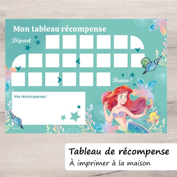 Tableau de récompense pour enfant / Fichier numérique à imprimer Petite sirène VERSION FRANÇAISE