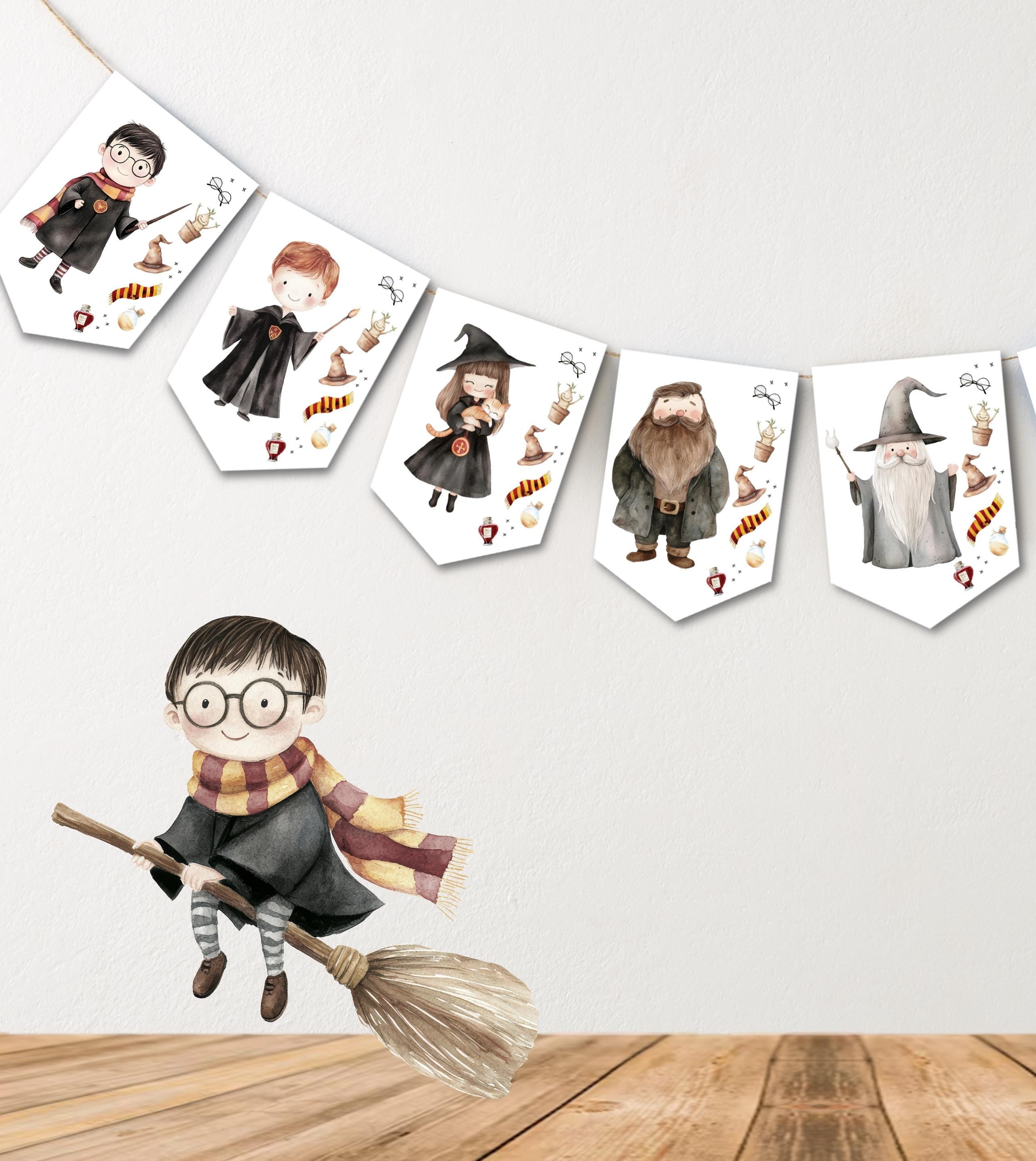 Children's party banner decoration character sorcerer / wizard magic witch birthday banner decoration anniversary