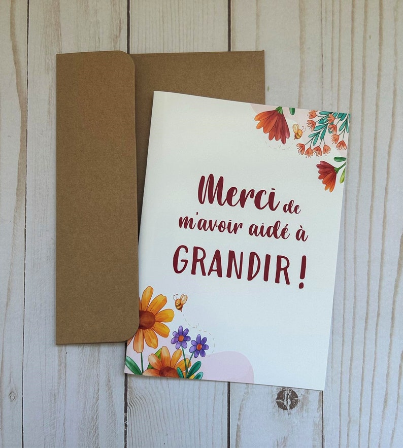 Carte cadeau professeur professeure éducatrice garderie, Carte de remerciement, cadeau fin d'année scolaire, présent, carte de voeux image 4
