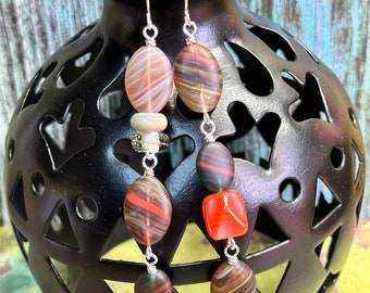 CHESTNUT & ROAN earrings, colourful dangle earrings, neutral brown glass bead earrings, great gift, everyday wear earrings