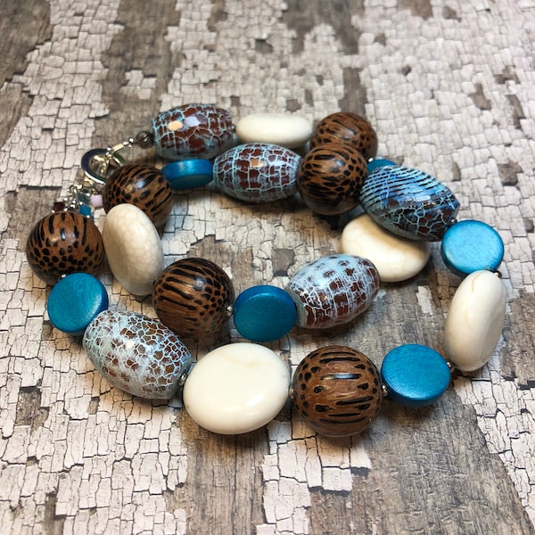 wood and semi-precious gem jewelry - statement necklace - urban tribal necklace - CARMILA necklace - great gift idea - all occasion wear