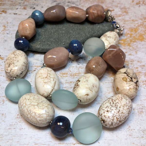 bold semi-precious gemstone jewelry - chunky modern statement necklace - ISLAY necklace - great gift idea - all occasion wear