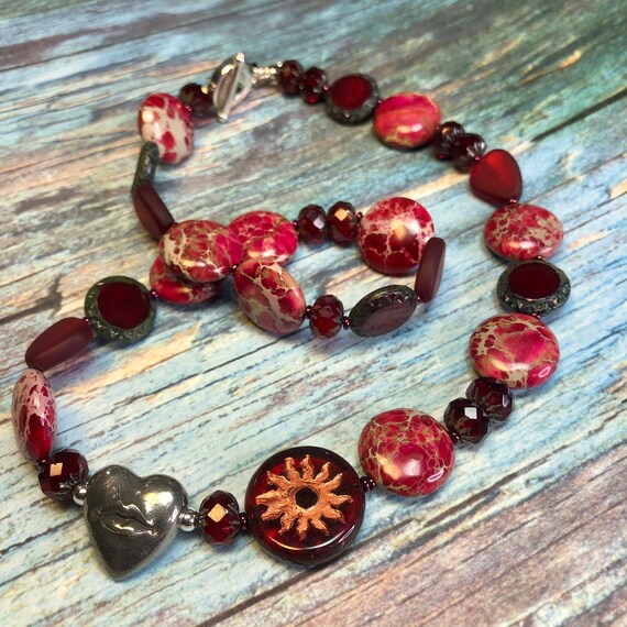 Chunky Red Jasper Jewellery Red Jasper Sterling Silver Pendant