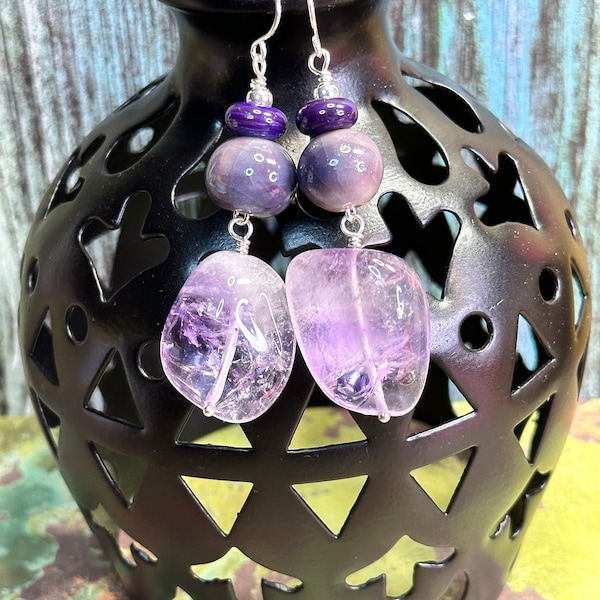 CAPRICIOUS DELICIOUS earrings, colourful dangle earrings,  great gift idea, any occasion jewelry, purple amethyst earrings