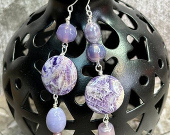 MAGIC DANCE earrings, colourful dangle earrings,  great gift idea, any occasion, purple gemstone earrings