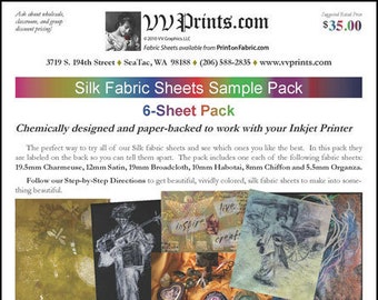 6-sheet Silk Inkjet Printable Fabric Sheets Sampler