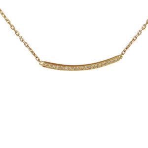 0,2 ctw Natürliche Diamant gebogene Stab-Halskette in 14k Massivgold / lange Stab-Anhänger-Halskette 15 16 17 18 Zoll / April Geburtsstein