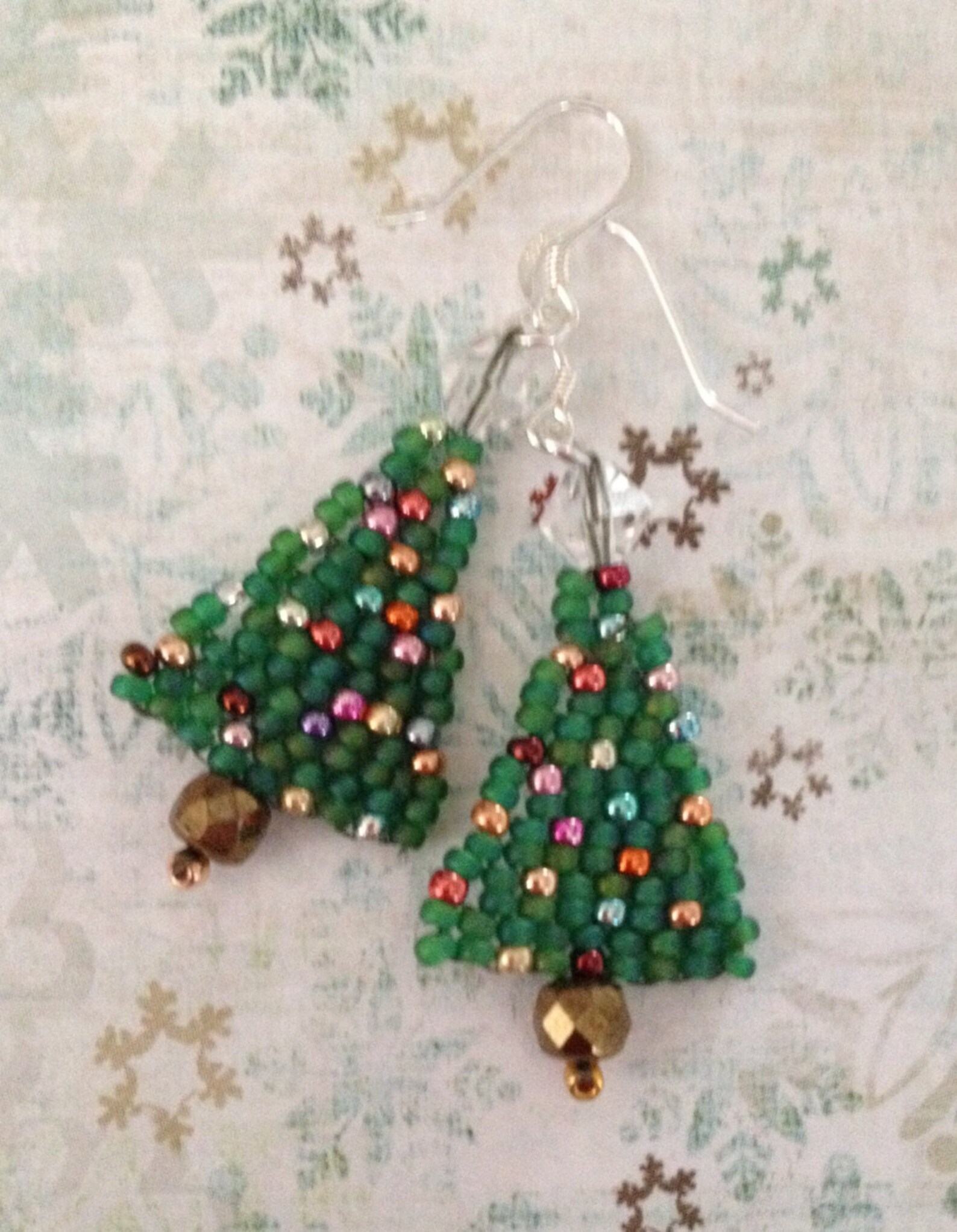 MINI Seed Bead Christmas Tree Earrings Etsy