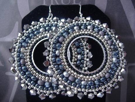 Crystal Earrings Silver Hoop Earrings Bridal Earrings Seed - Etsy