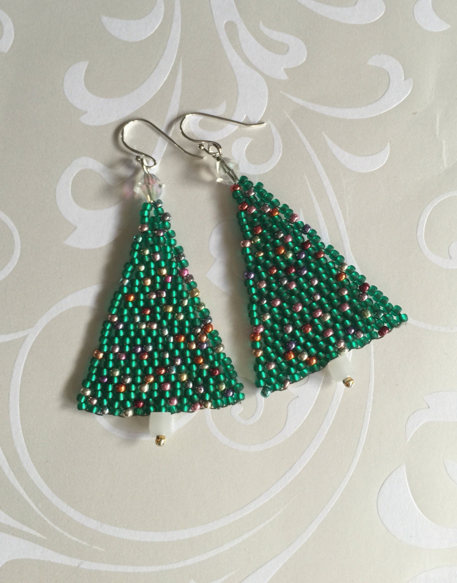 Christmas Jewelry Seed Bead Christmas Tree Earrings Holiday Etsy
