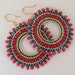 Seed Bead Earrings Aqua Berries Multicolored Bohemian Dangle Hoop