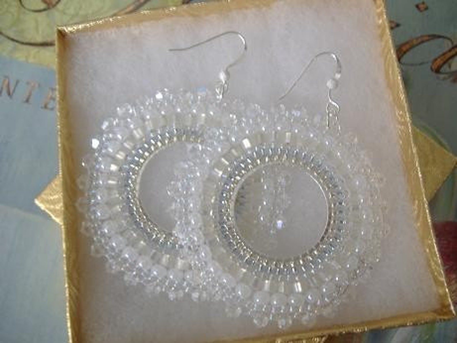Crystal Hoop Earrings Seed Bead Hoop Earrings Statement Etsy