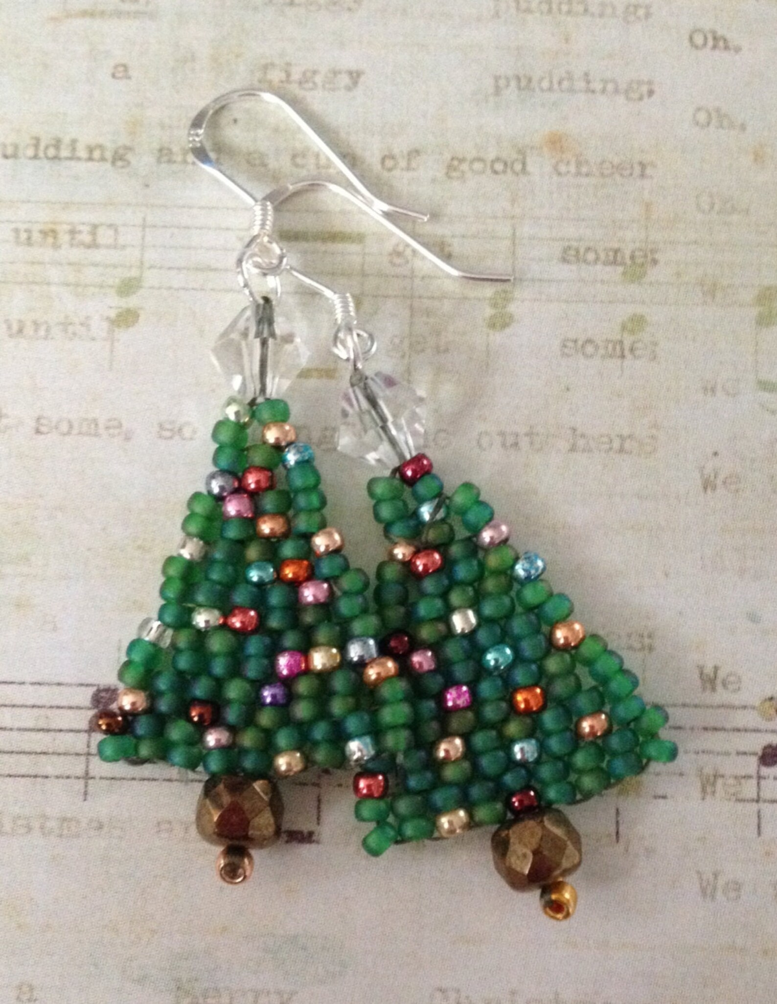Mini Seed Bead Christmas Tree Earrings Etsy