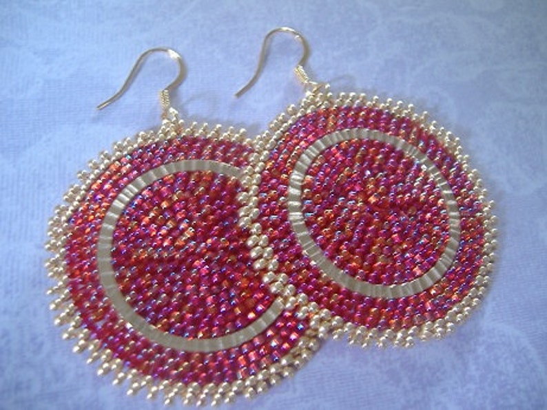 Bead Earrings Big Bold Red and Gold Statement Earrings Etsy