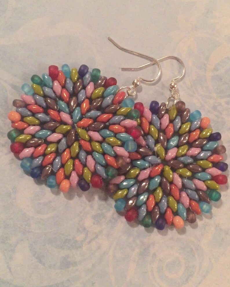 Pastel Confetti Splash Beaded Earrings Large Disc Earrings Etsy