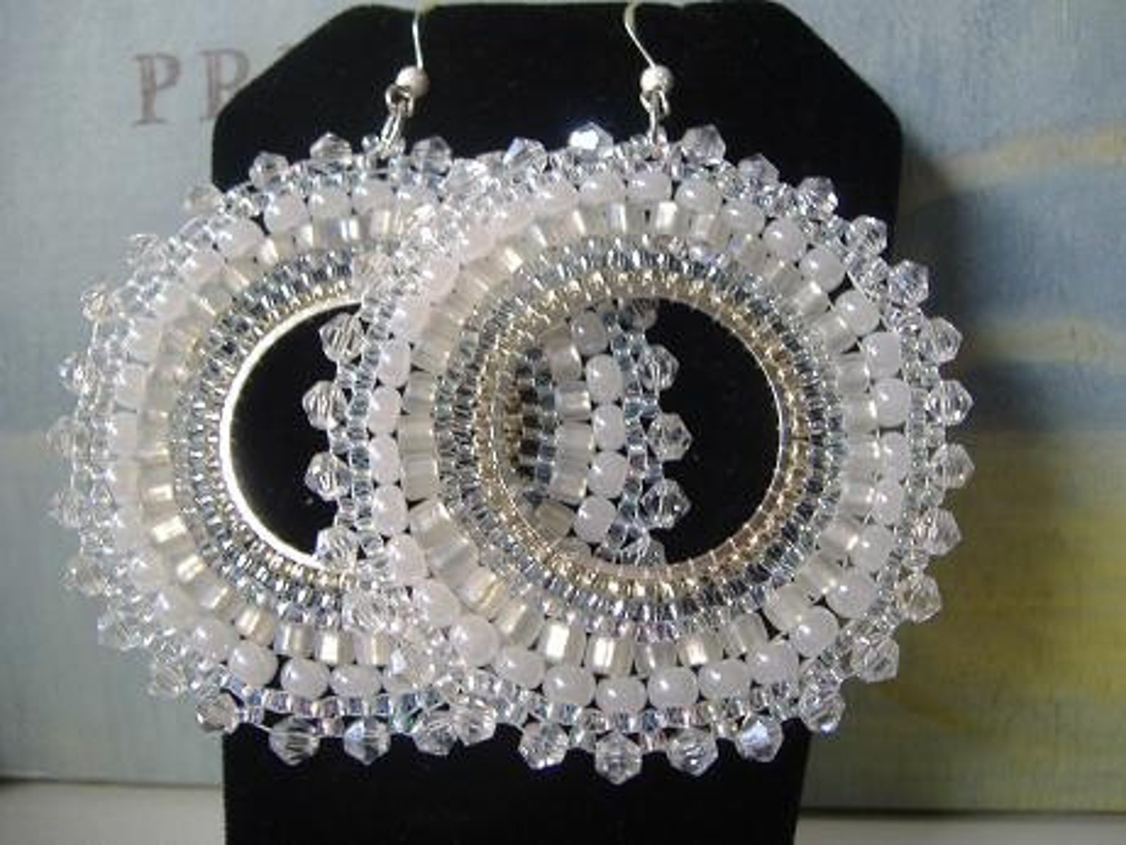 Crystal Hoop Earrings Seed Bead Hoop Earrings Statement Etsy