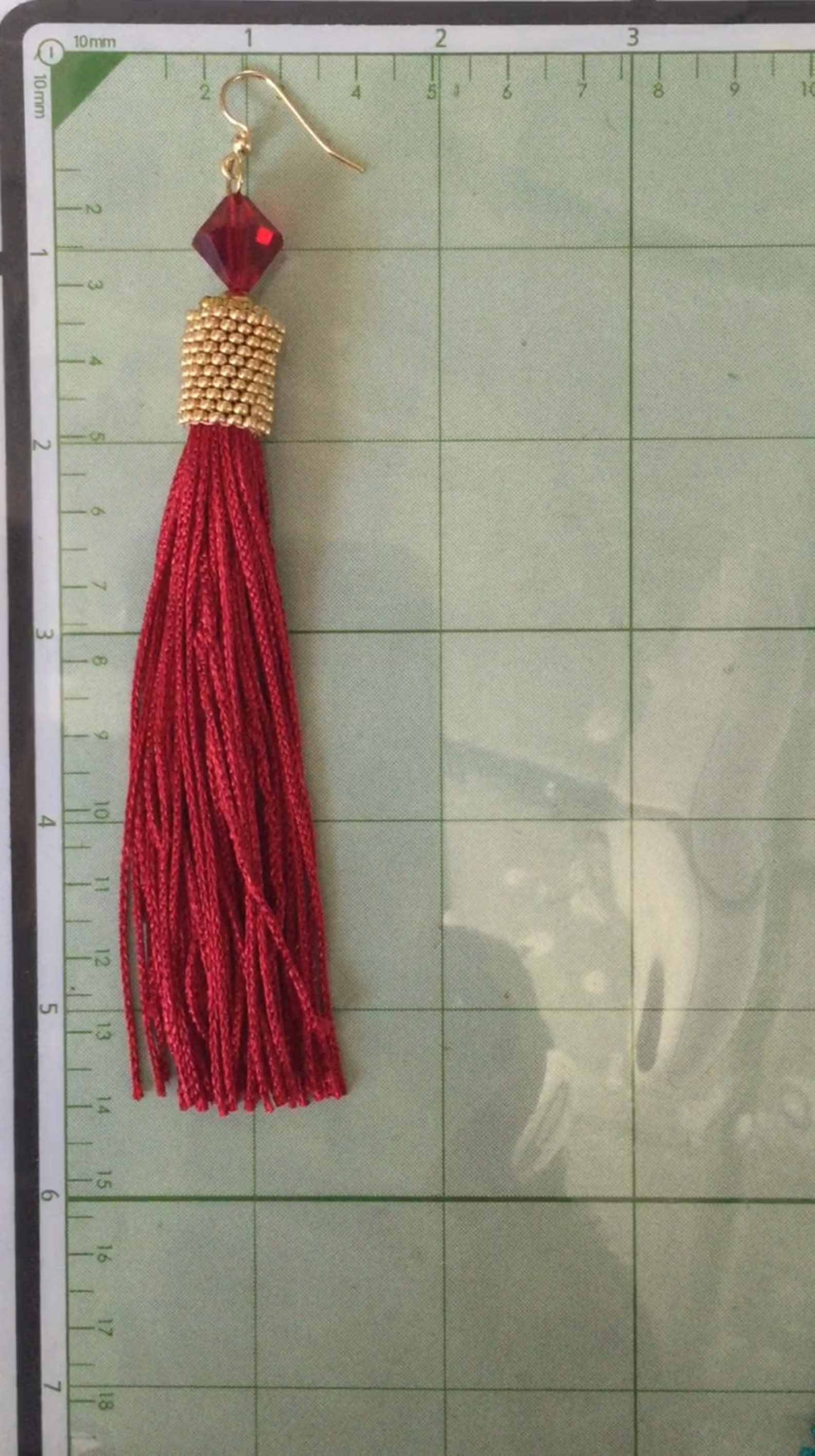 Long Seed Bead Tassel Earrings Beaded Bright Red and Gold Etsy