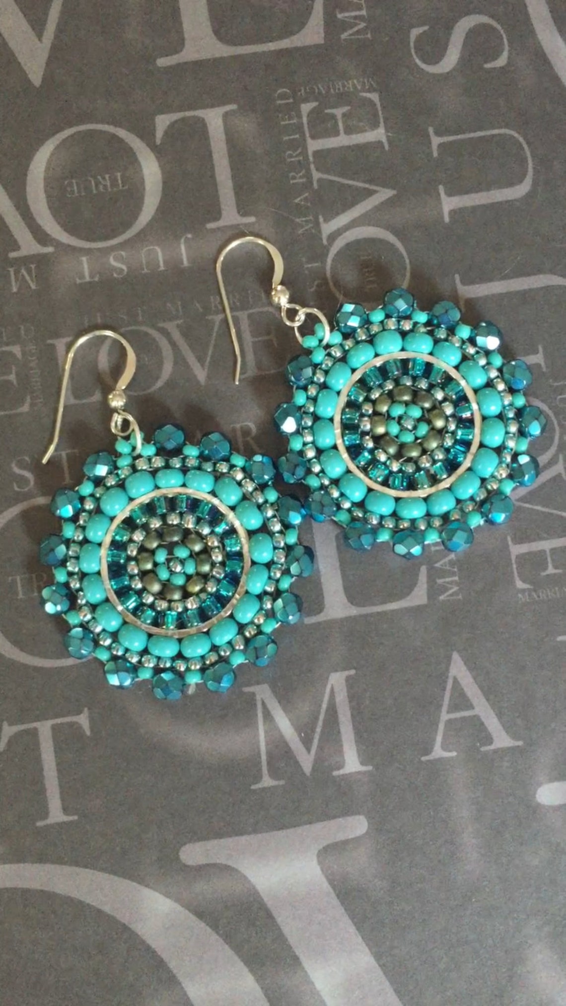 Small Earrings Aquamarine and Turquoise Seed Beaded Earrings - Etsy ...