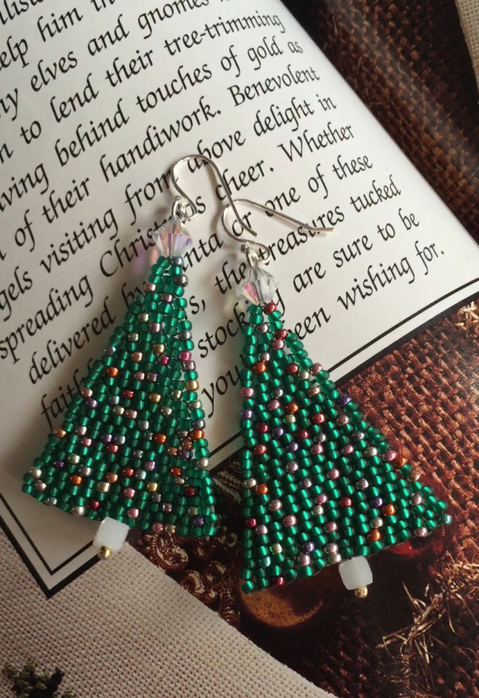 Christmas Jewelry Seed Bead Christmas Tree Earrings Holiday Etsy
