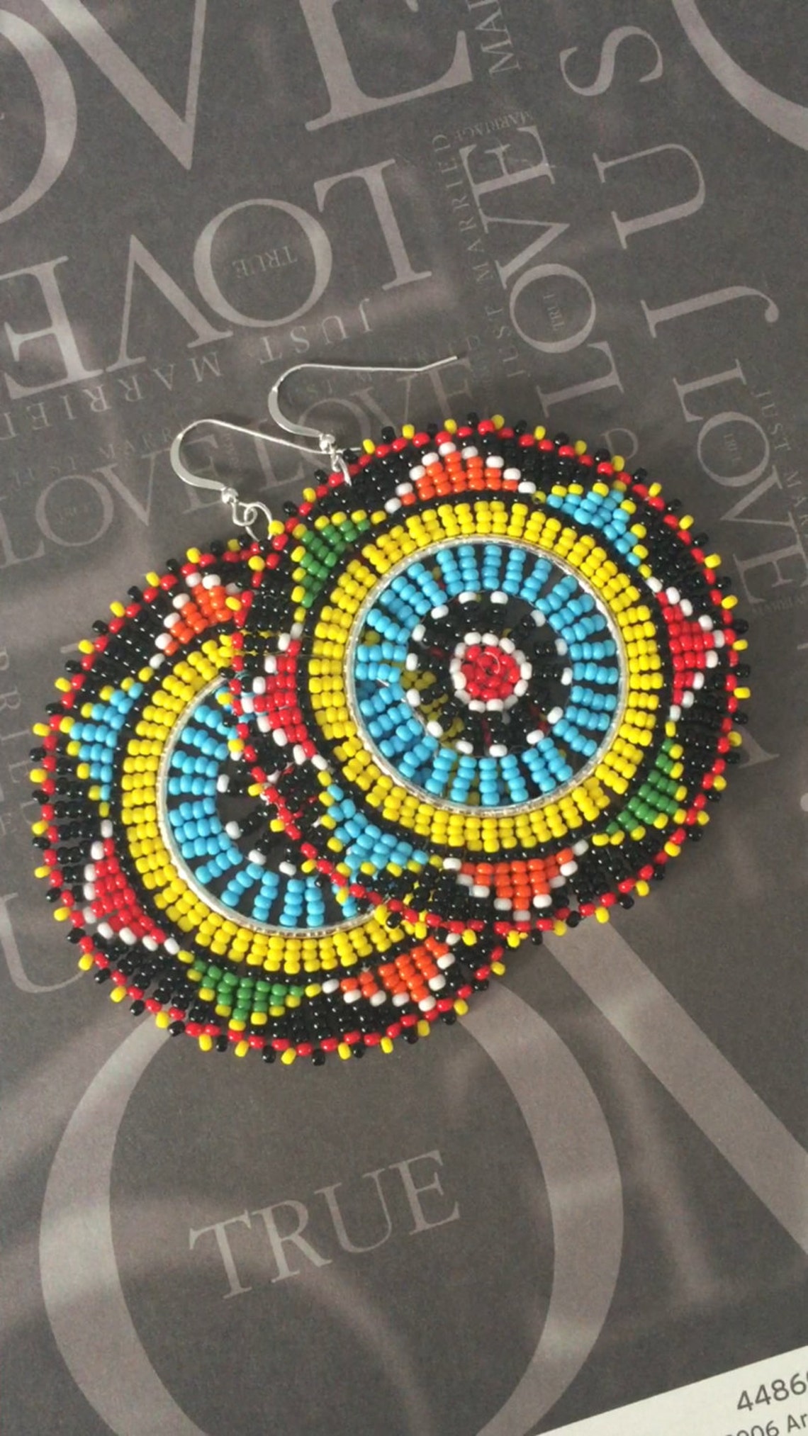 Seed Bead Tribal Inspired Extra Large Big Bold Colorful Disc Etsy