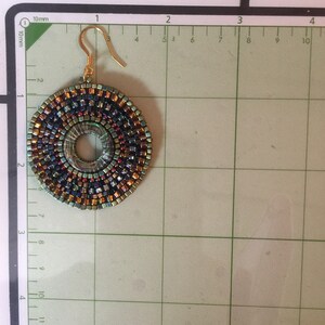 Abalone Earrings Large Boho Handmade Hoops Seed Bead Summer Beach Shell Jewelry image 6