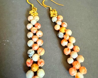 Stone Line  Earrings: Long Natural Dangle Earrings