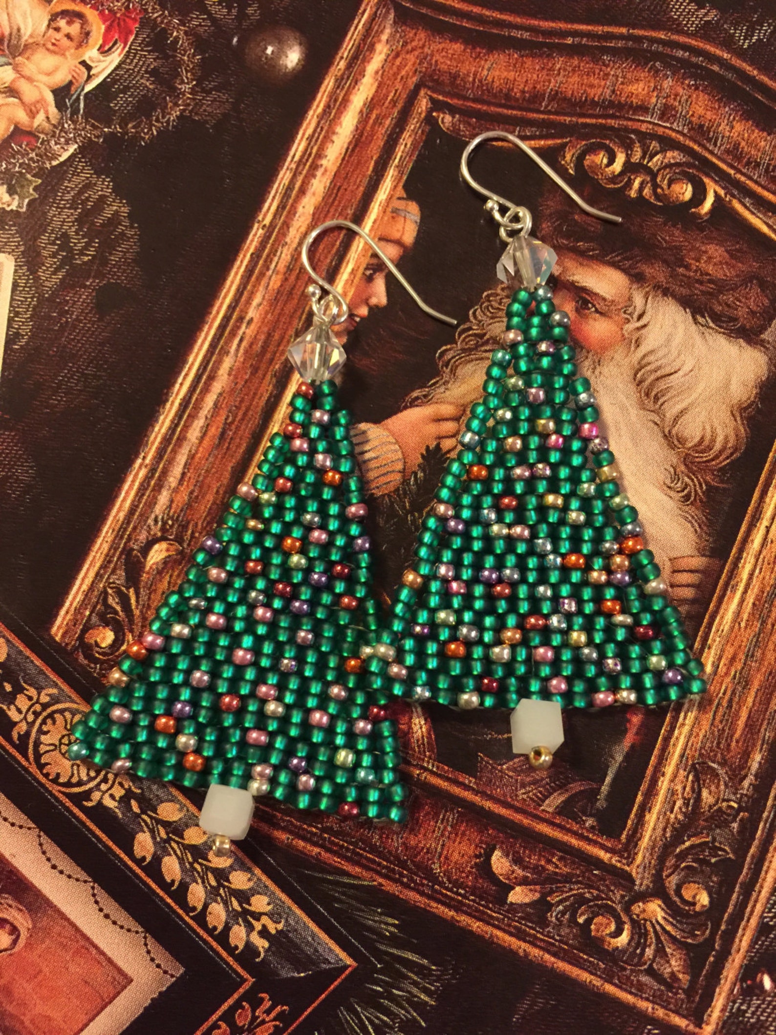 Christmas Jewelry Seed Bead Christmas Tree Earrings Holiday Etsy