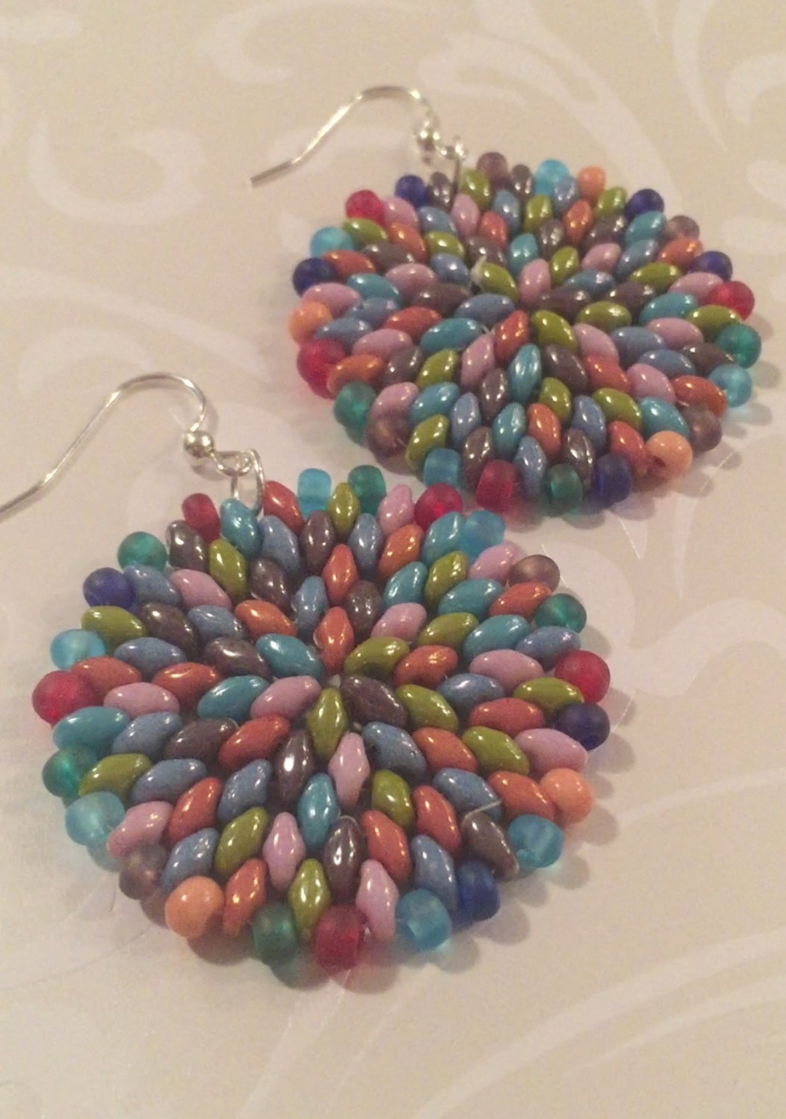 Pastel Confetti Splash Beaded Earrings Large Disc Earrings Etsy