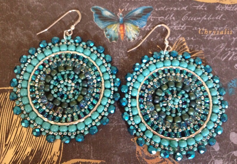 Seed Bead Earrings Aquamarine and Turquoise Statement Earrings - Etsy