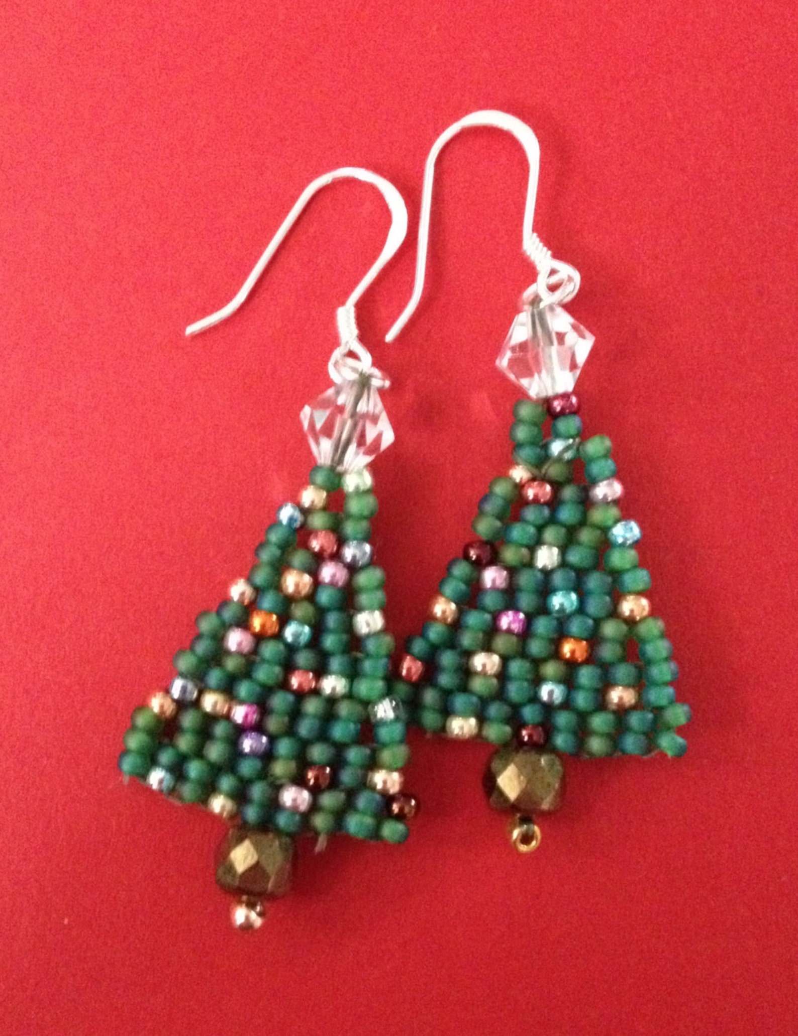 MINI Seed Bead Christmas Tree Earrings Etsy