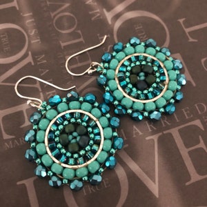 Small Beaded Earrings Turquoise Disk Earrings