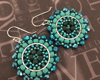 Boucles d'oreilles petites perles Boucles d'oreilles disque turquoise