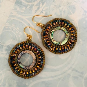 Beaded Earrings Small Abalone Shell Seed Bead Hoop Earrings - Etsy